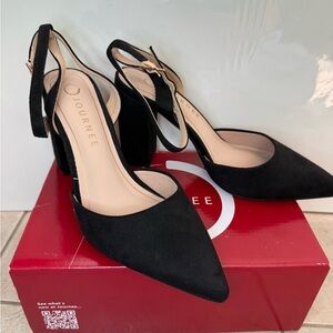 Journee Collection Black Suede Heels
